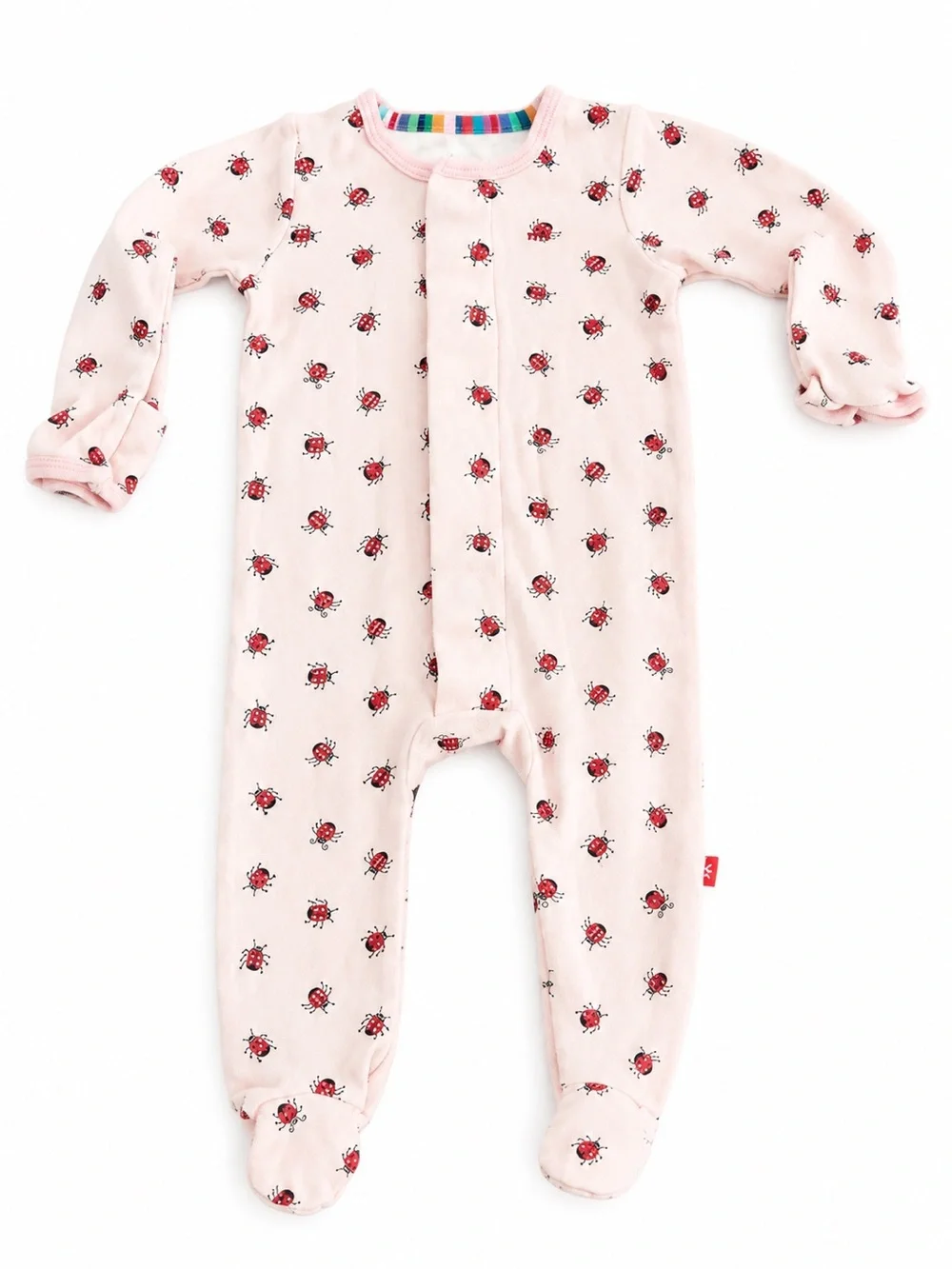 Magnetic Me Baby Pink Ladybug Print One-Piece Footed Sleeper